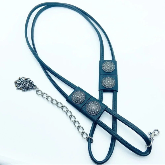 Vintage Faux Leather Waist Belt Chain - Picture 1 of 6